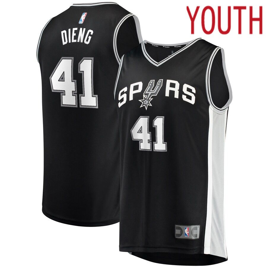 Youth San Antonio Spurs #41 Gorgui Dieng Fanatics Branded Black Fast Break Player NBA Jersey